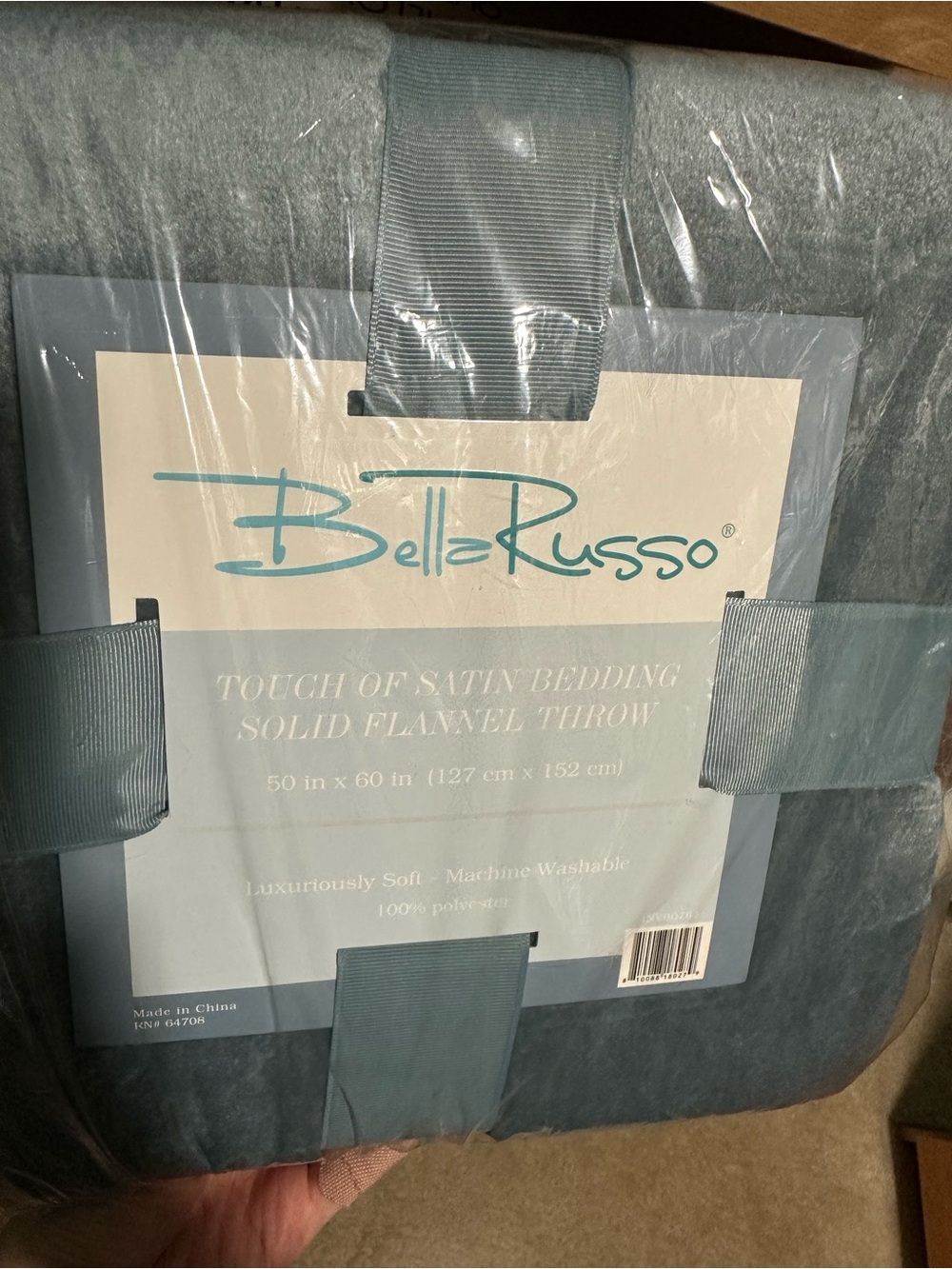Bella Russo Touch of Satin Flannel Throw Light Blue